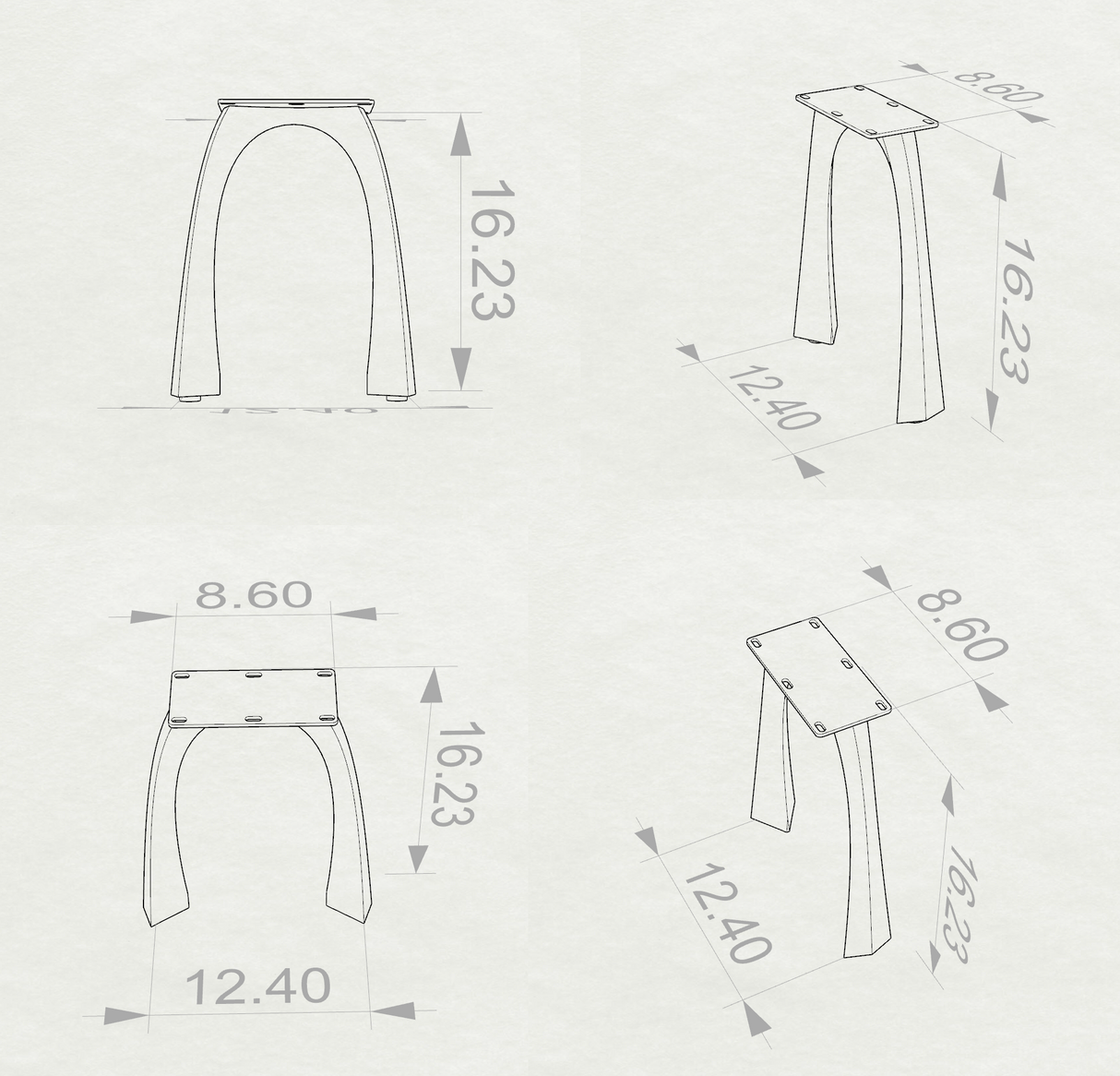 Bench Legs 116 Nura - 11W, 16H inch - Set of 2 pcs of FlowyLine Design Coffee Table Base for DIY furniture dining home decor epoxy woodworkmetal table bench legs furniture coffee table outdoor bench mid century modern pipe shelf unique coffee table End narrow bench metal legs for bench