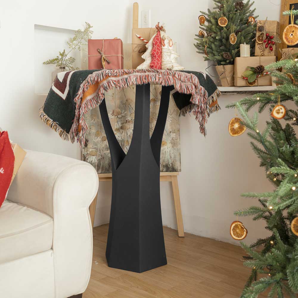 Commercial-grade 36 inch counter table base metal in café setting with customers dining comfortably