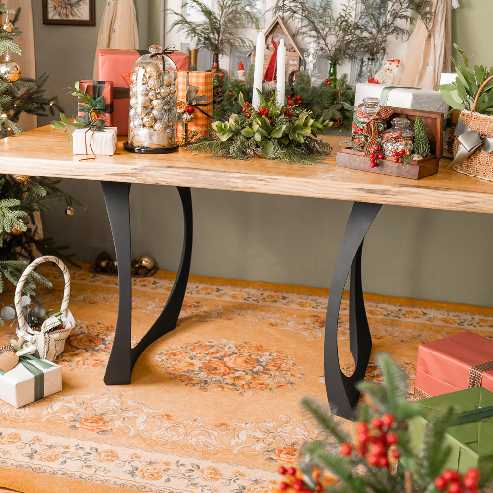 Metal Table Legs - 409 Cleo - 21W, 28H inch - Set of 2 pcs metal table legs furniture legs dining table round dining table kitchen steel table legs square dining table wood table legs hallway table entryway table flowyline design industrial & rustic style heavy duty flowyline design