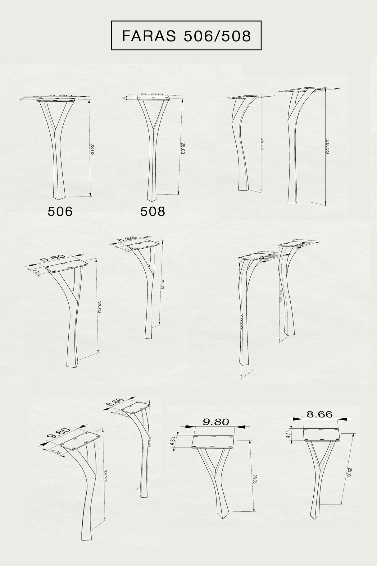 Metal Table Legs - 506 Faras - 12W, 28H inch - Set of 4 pcs table furniture legs dining table kitchen and dining office desk farmhouse table large dining cast iron hallway farmhouse furniture wood steel desk legs industrial & rustic style heavy duty flowyline design