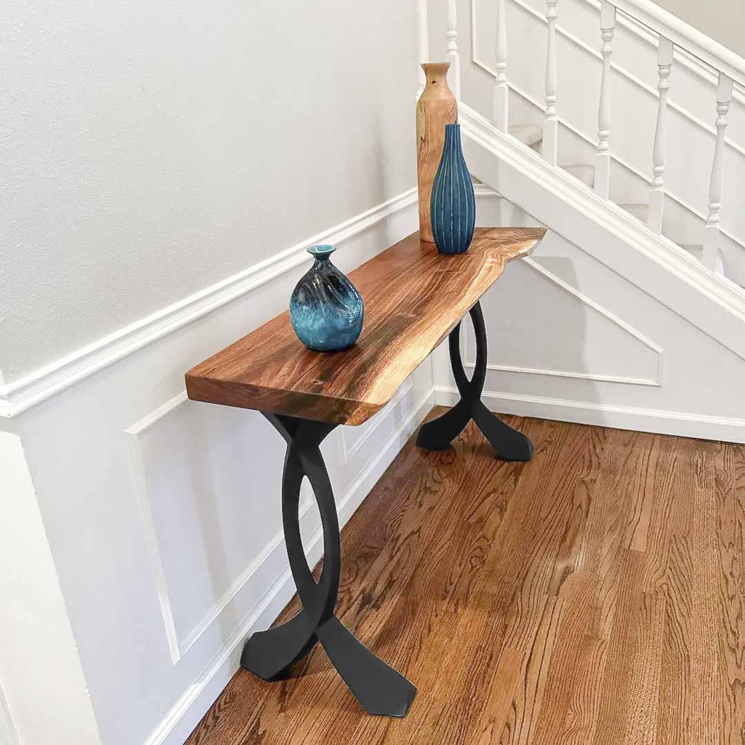 Metal Console Table Legs - 207 Curva - 16W, 28H inch - Set of 2 pcs metal table legs console table legs Furniture Legs counter table side table legs handmade furniture media console Wood entryway table flowyline design round counter height table