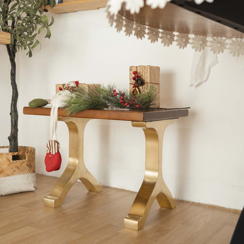Gold Bench Legs 112 Wishbone 16H inch for Live Edge Tabletop gold table legs gold dining table legs gold coffee table legs gold metal table legs brushed gold table legs table legs gold gold legs for table