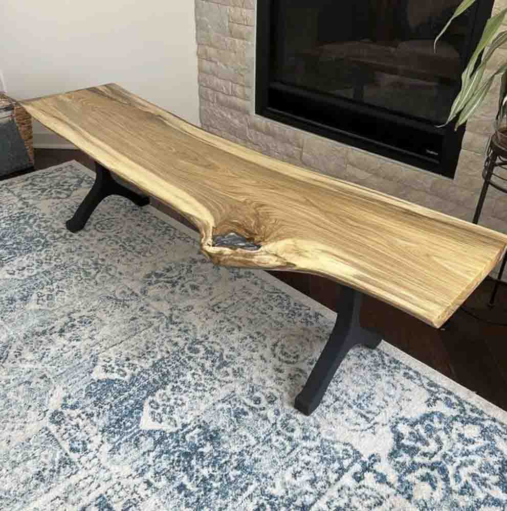 Flowyline Design steel bench legs with wood table top