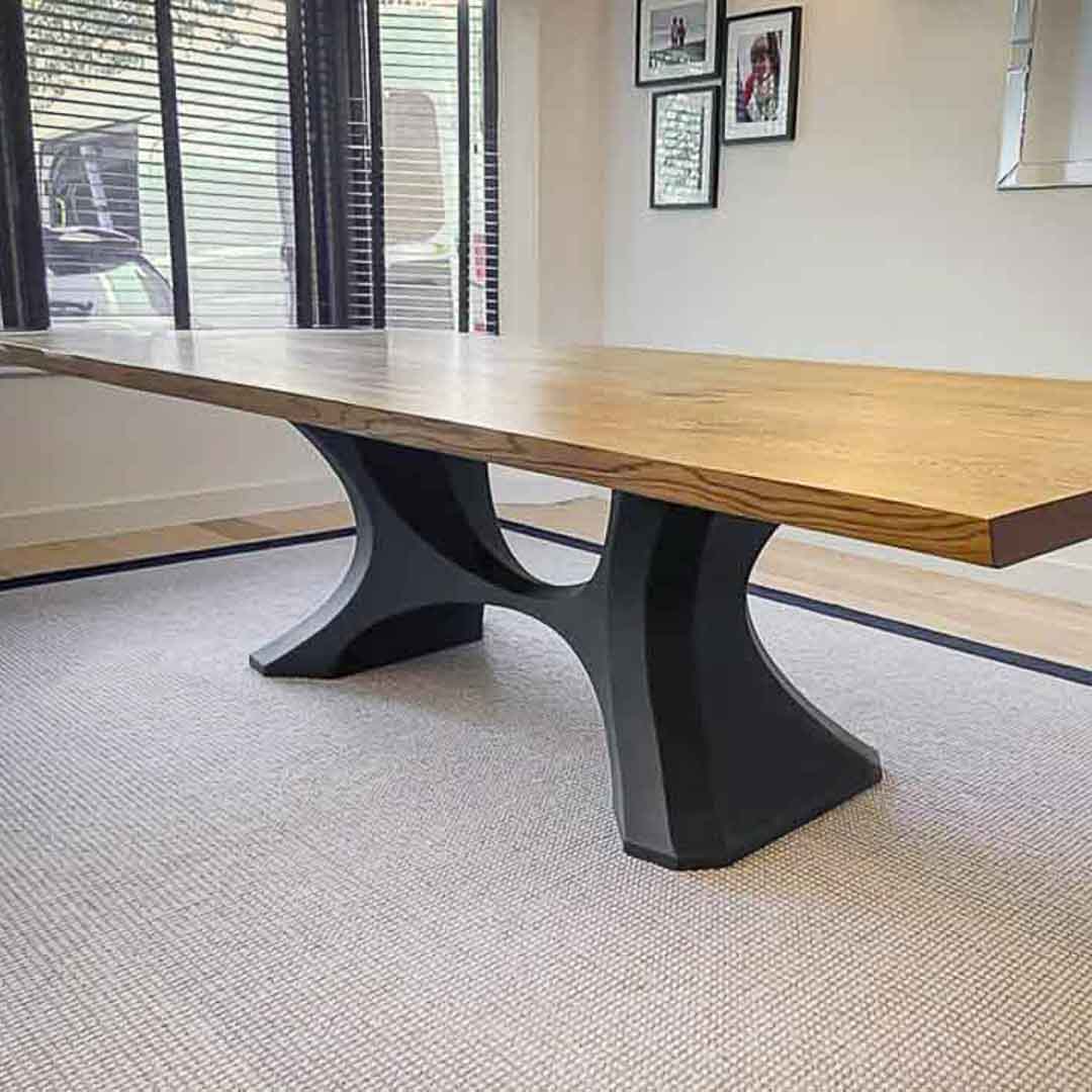 Metal Table Base - 310 Hoshi - 50, 21, 28H inch metal table legs table base steel mid century modern Pedestal stand kitchen base for table top trestle table base granite iron flowyline design home and living industrial and rustic style heavy duty