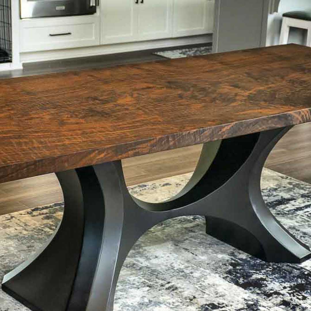 Metal Table Base - 310 Hoshi - 50, 21, 28H inch metal table legs table base steel mid century modern Pedestal stand kitchen base for table top trestle table base granite iron flowyline design home and living industrial and rustic style heavy duty