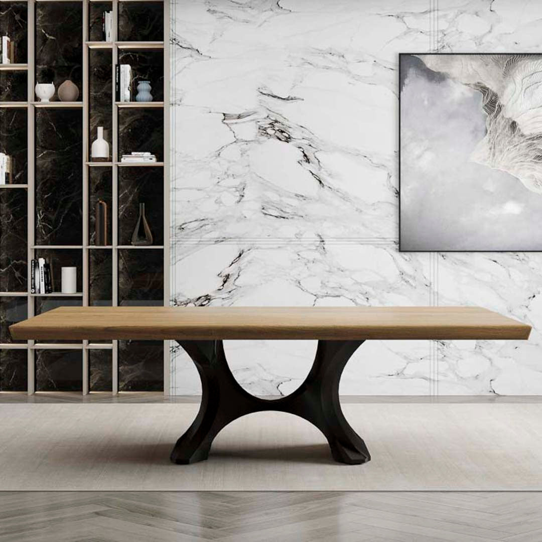 Metal Table Base - 310 Hoshi - 50, 21, 28H inch metal table legs table base steel mid century modern Pedestal stand kitchen base for table top trestle table base granite iron flowyline design home and living industrial and rustic style heavy duty