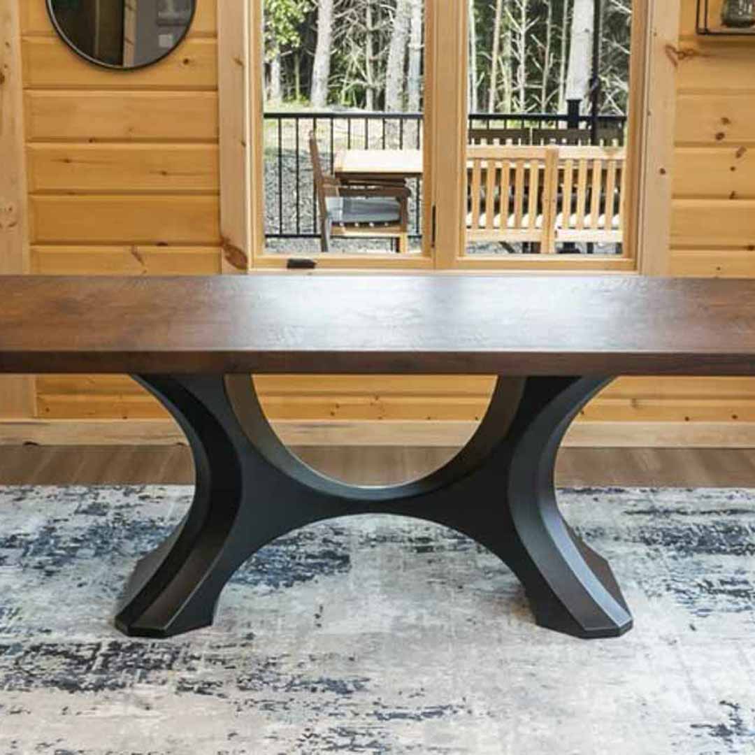 Metal Table Base - 310 Hoshi - 50, 21, 28H inch metal table legs table base steel mid century modern Pedestal stand kitchen base for table top trestle table base granite iron flowyline design home and living industrial and rustic style heavy duty