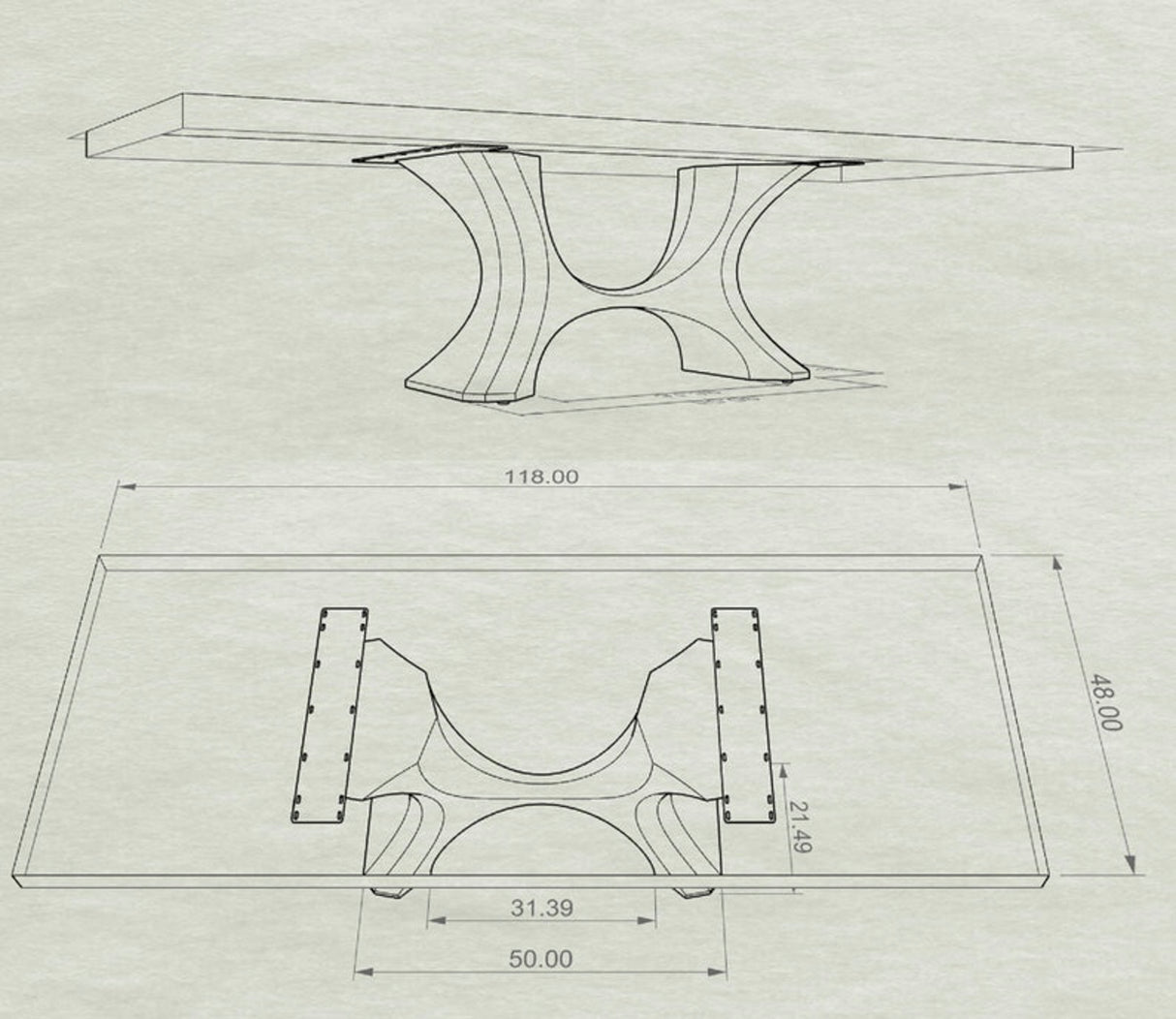 Metal Table Base - 310 Hoshi - 50, 21, 28H inch metal table legs table base steel mid century modern Pedestal stand kitchen base for table top trestle table base granite iron flowyline design home and living industrial and rustic style heavy duty