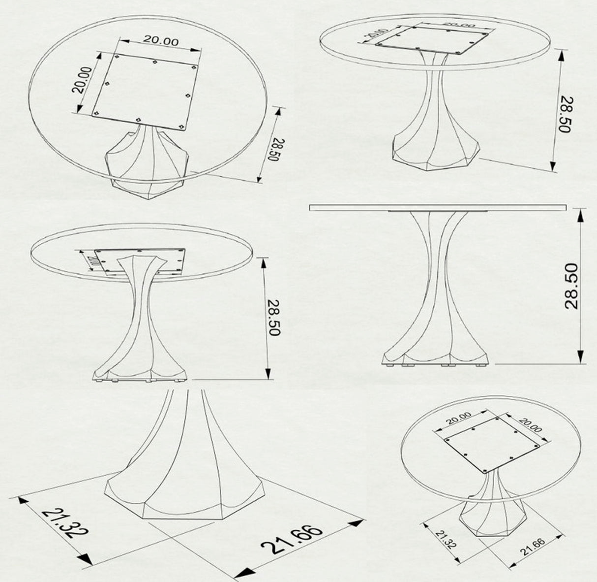 Metal Table Base - 311 Uzar - 21, 21, 28H inch table legs table base furniture legs mid century modern base for table top pedestal table base Round dining and kitchen side table Round Dining Base living room glass table base home and living industrial and rustic style heavy duty