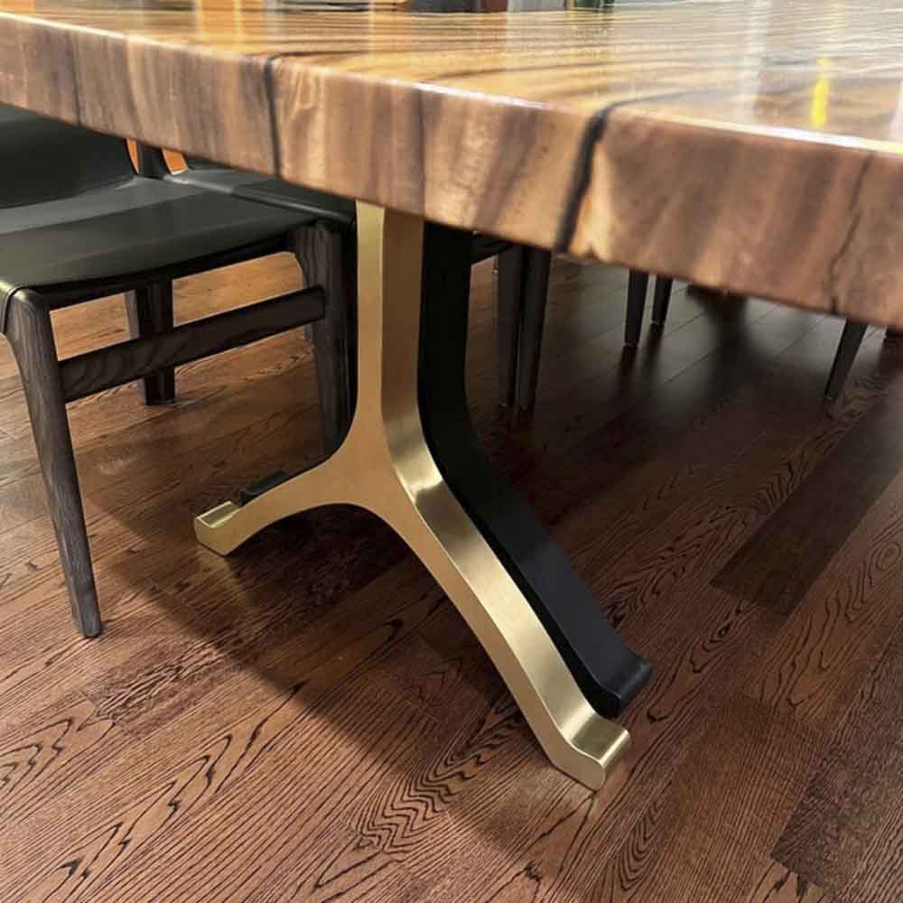 Gold Brass Table Legs - 430 Wishbone - 28W, 28H inch - Set of 2 pcs metal table legs furniture brass table dining table steel kitchen and dining flowyline design handmade furniture modern desk industrial & rustic style heavy duty sofa table legs