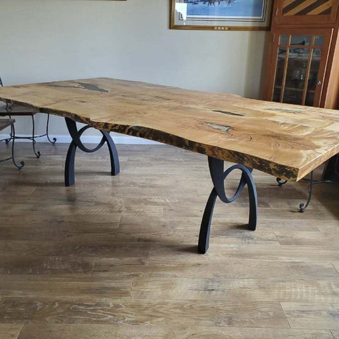 Metal Table Legs - 444 Uta - 20W, 28H inch - Set of 2 pcs metal table legs legs flowyline design outdoor furniture kitchen table handmade furniture modern desk office desk industrial & rustic style heavy duty