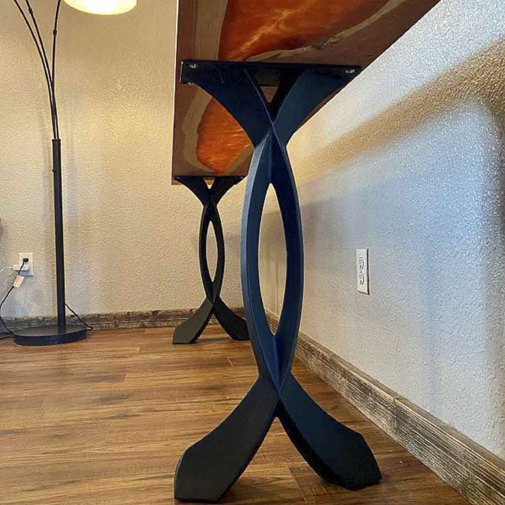 Metal Console Table Legs - 207 Curva - 16W, 28H inch - Set of 2 pcs metal table legs console table legs Furniture Legs counter table side table legs handmade furniture media console Wood entryway table flowyline design round counter height table