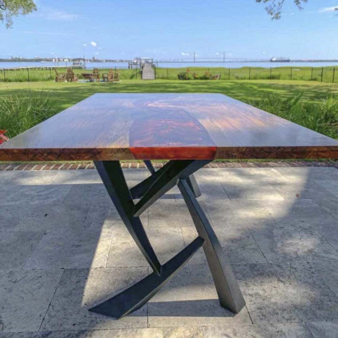 Metal Table Legs - 411 Draco - 25W, 28H inch - Set of 2 pcs metal table legs steel furniture dining table flowyline design steel table base handmade furniture farmhouse dining cast iron entryway table industrial & rustic style heavy duty flowyline design