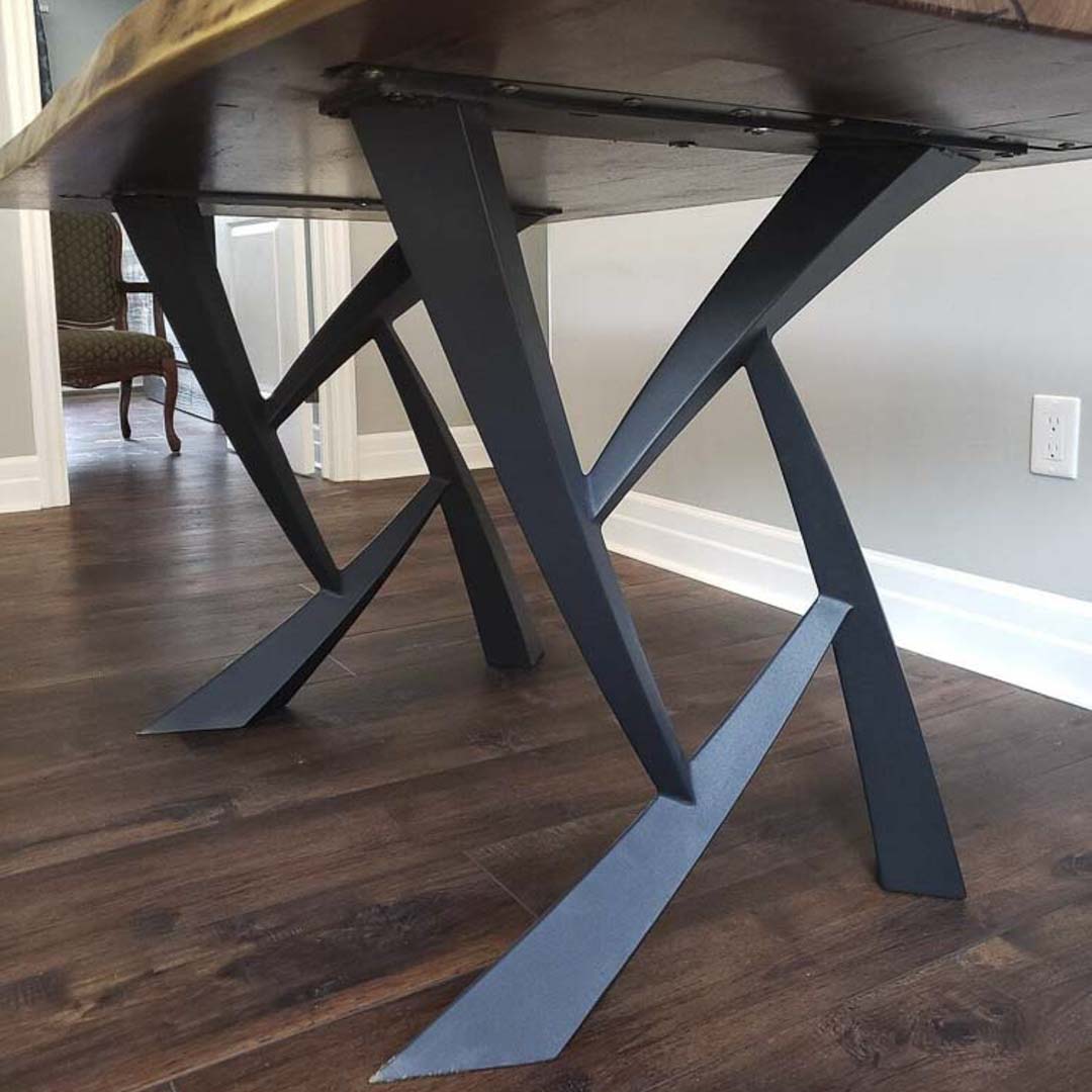 Metal Table Legs - 411 Draco - 25W, 28H inch - Set of 2 pcs metal table legs steel furniture dining table flowyline design steel table base handmade furniture farmhouse dining cast iron entryway table industrial & rustic style heavy duty flowyline design