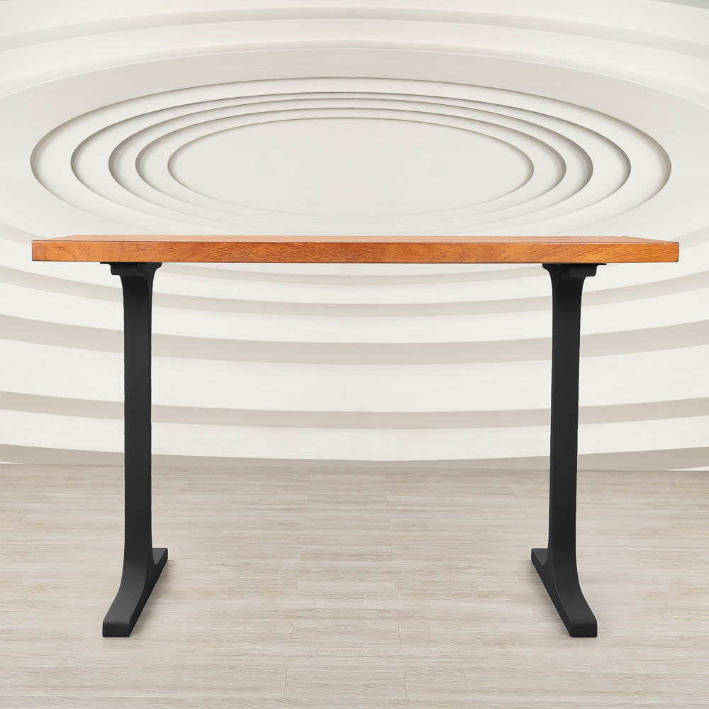 Angled view of counter table with sturdy 613 Wineglass 34" H counter table legs metal for modern interior spaces.