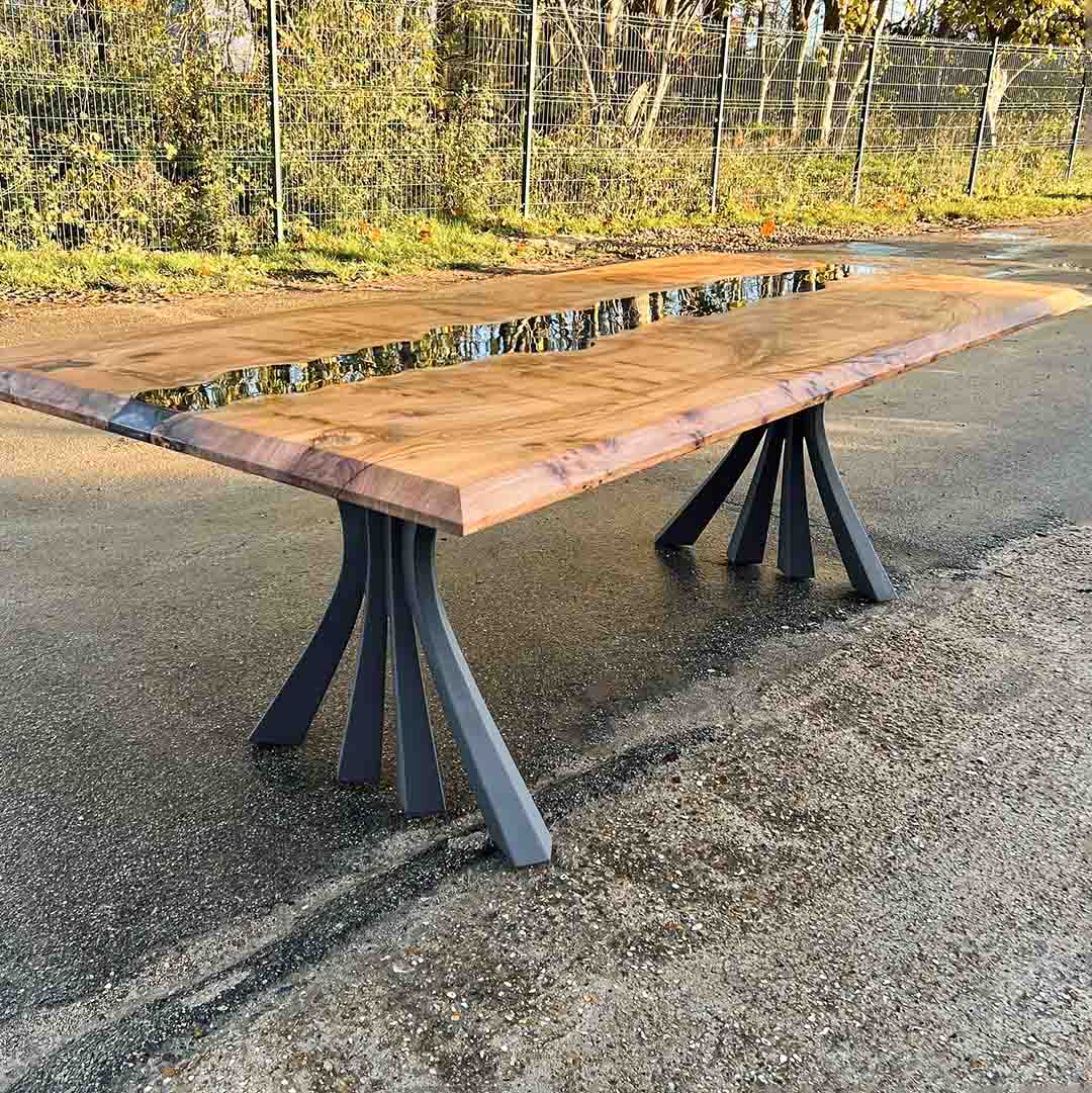 Metal Table Legs - 420 Akro - 24W, 28H inch - Set of 2 pcs metal table legs furniture dining table wooden legs steel flowyline design iron live edge table legs wood sofa hallway table entryway table industrial & rustic style heavy duty flowyline design