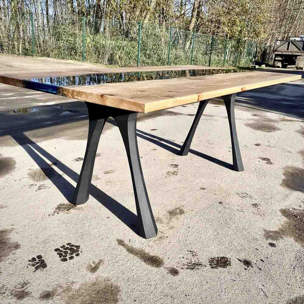 Metal Table Legs - 414 Hatty - 24W, 28H inch - Set of 2 pcs metal table legs furniture live edge slab dining table kitchen and dining handmade furniture entryway table office desk flowyline design industrial & rustic style heavy duty flowyline design