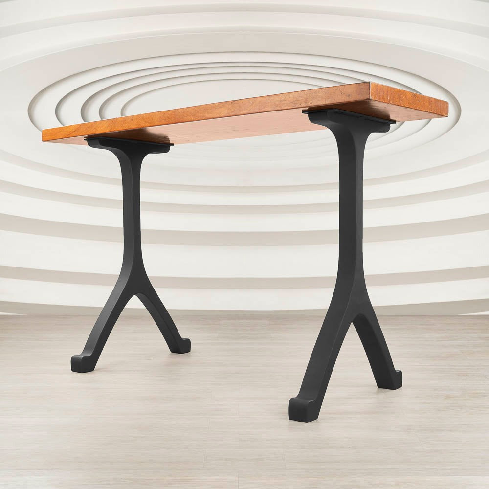 Modern counter table with 612 Wishbone 34" H metal counter table legs supporting a wooden top, showcasing sleek counter table legs metal design.height table