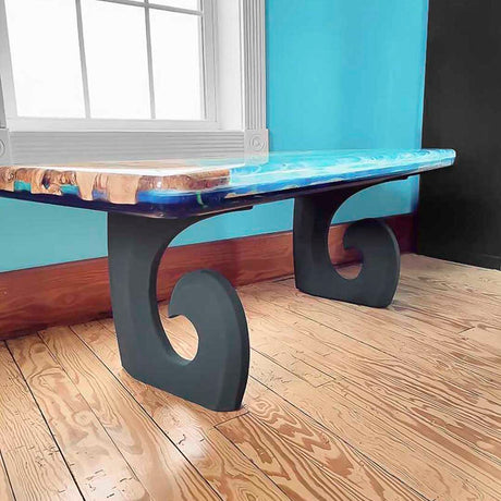 Metal Table Legs - 406 Luma - 17W, 28H inch - Set of 2 pcs metal table legs furniture dining table iron table legs hallway table sofa live edge table legs flowyline design industrial & rustic style heavy duty flowyline design