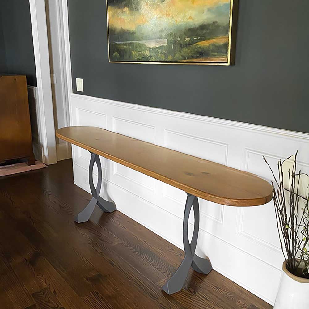 Metal Console Table Legs - 207 Curva - 16W, 28H inch - Set of 2 pcs metal table legs console table legs Furniture Legs counter table side table legs handmade furniture media console Wood entryway table flowyline design round counter height table