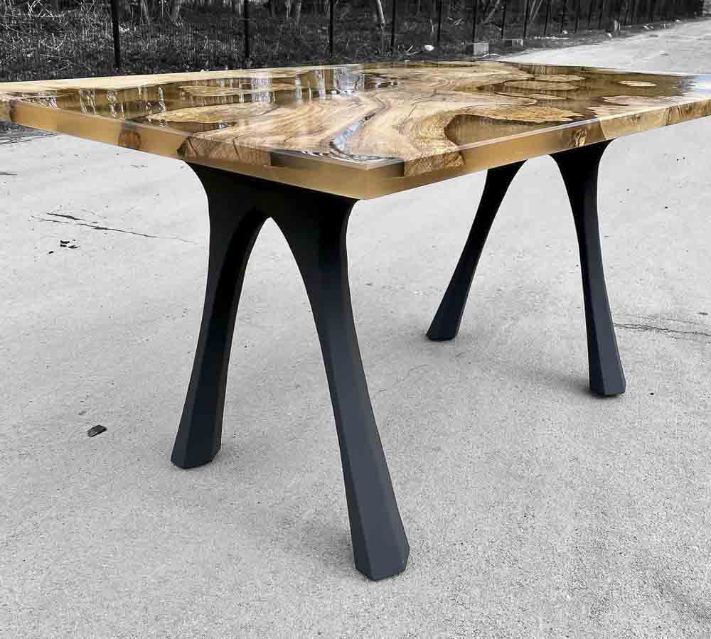 Metal Table Legs - 414 Hatty - 24W, 28H inch - Set of 2 pcs metal table legs furniture live edge slab dining table kitchen and dining handmade furniture entryway table office desk flowyline design industrial & rustic style heavy duty flowyline design