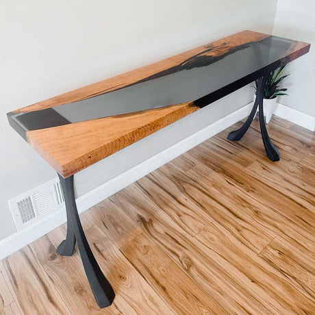 Metal Console Table Legs - 209 Xeni - 15W, 28H inch - Set of 2 pcs metal table legs dining table side table legs counter table console table sofa table legs iron table legs live edge table legs modern desk entryway table flowyline design round counter height table bar table