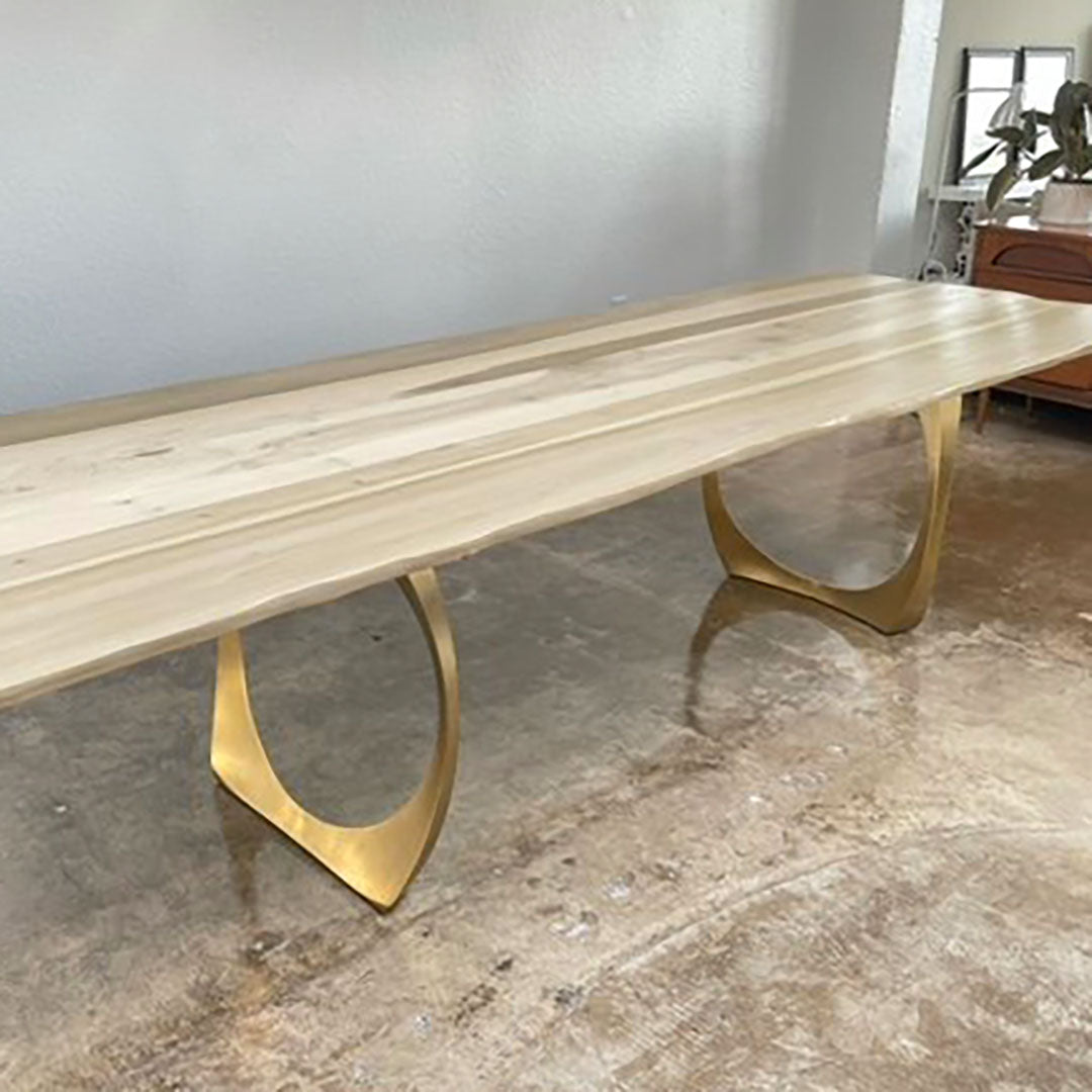 Gold Brass Table Legs - 442 Cleo - 22W, 28H inch - Set of 2 pcs metal table legs brass table legs steel flowyline design outdoor furniture metal legs for table dining table side table handmade furniture modern desk office desk brass desk industrial & rustic style heavy duty flowyline design