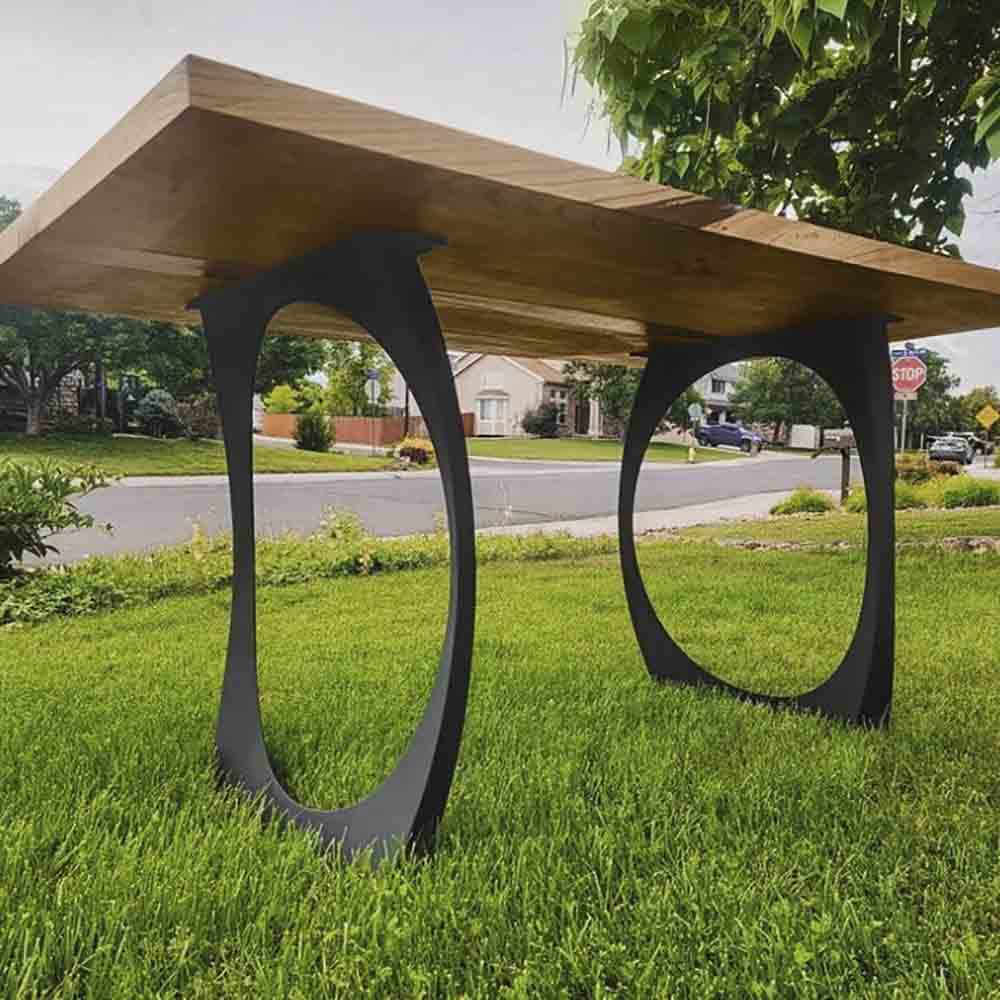 Metal Table Legs - 409 Cleo - 21W, 28H inch - Set of 2 pcs metal table legs furniture legs dining table round dining table kitchen steel table legs square dining table wood table legs hallway table entryway table flowyline design industrial & rustic style heavy duty flowyline design