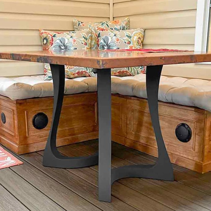 Metal Table Legs - 436 Uzar - 21W, 28H inch - Set of 2 pcs metal table legs round dining table kitchen handmade furniture home and living desk legs modern desk steel iron table legs flowyline design table legs for round table