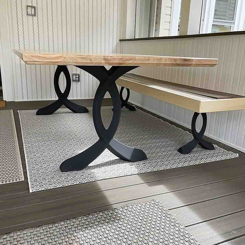 Metal Table Legs - 418 Curva - 25W, 28H inch - Set of 2 pcs metal table legs furniture steel flowyline design dining table home and living pub furniture Handmade Furniture Side Table iron epoxy dining table desk legs industrial & rustic style heavy duty flowyline design
