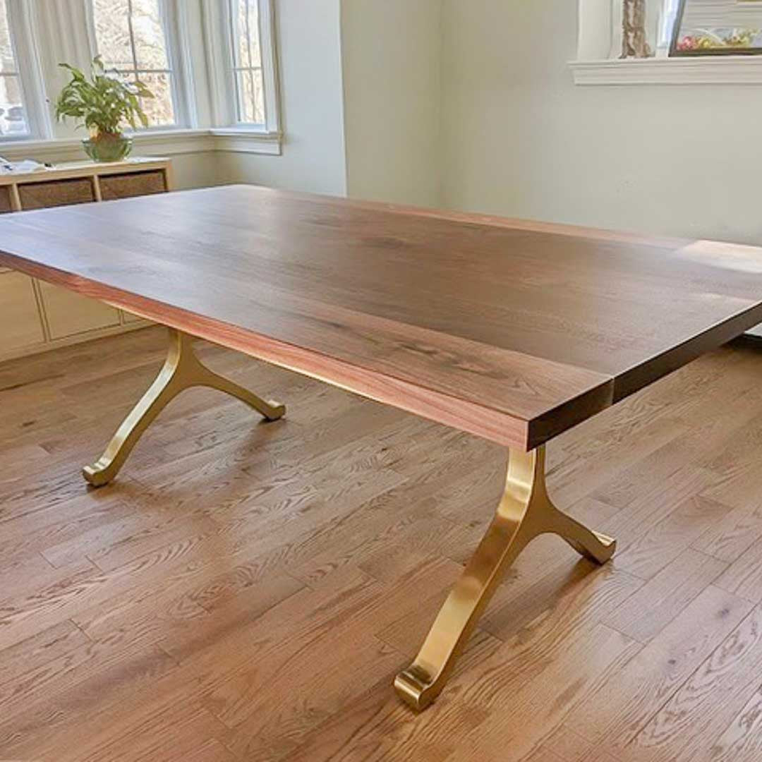 Gold Brass Table Legs - 430 Wishbone - 28W, 28H inch - Set of 2 pcs metal table legs furniture brass table dining table steel kitchen and dining flowyline design handmade furniture modern desk industrial & rustic style heavy duty sofa table legs