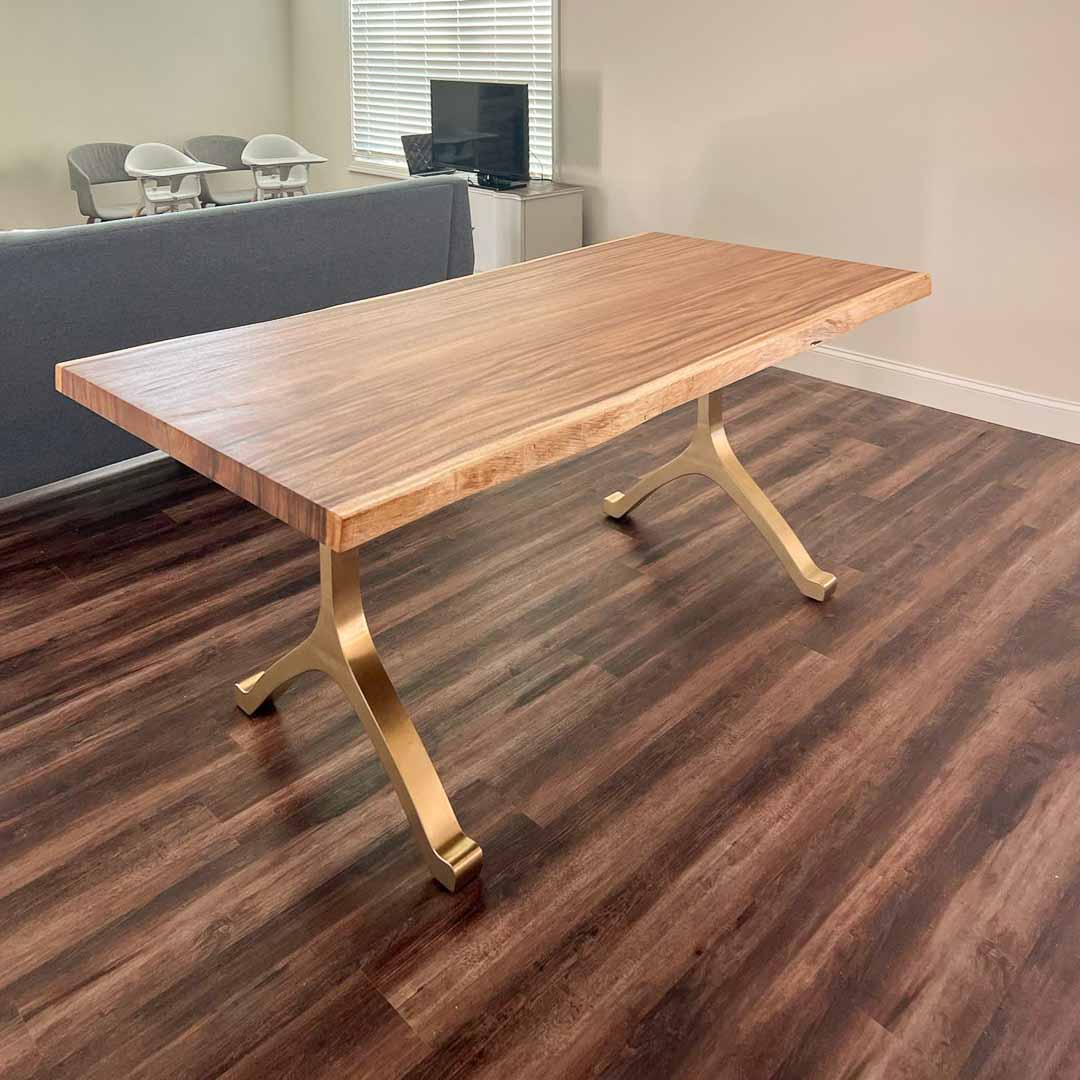 Gold Brass Table Legs - 430 Wishbone - 28W, 28H inch - Set of 2 pcs metal table legs furniture brass table dining table steel kitchen and dining flowyline design handmade furniture modern desk industrial & rustic style heavy duty sofa table legs