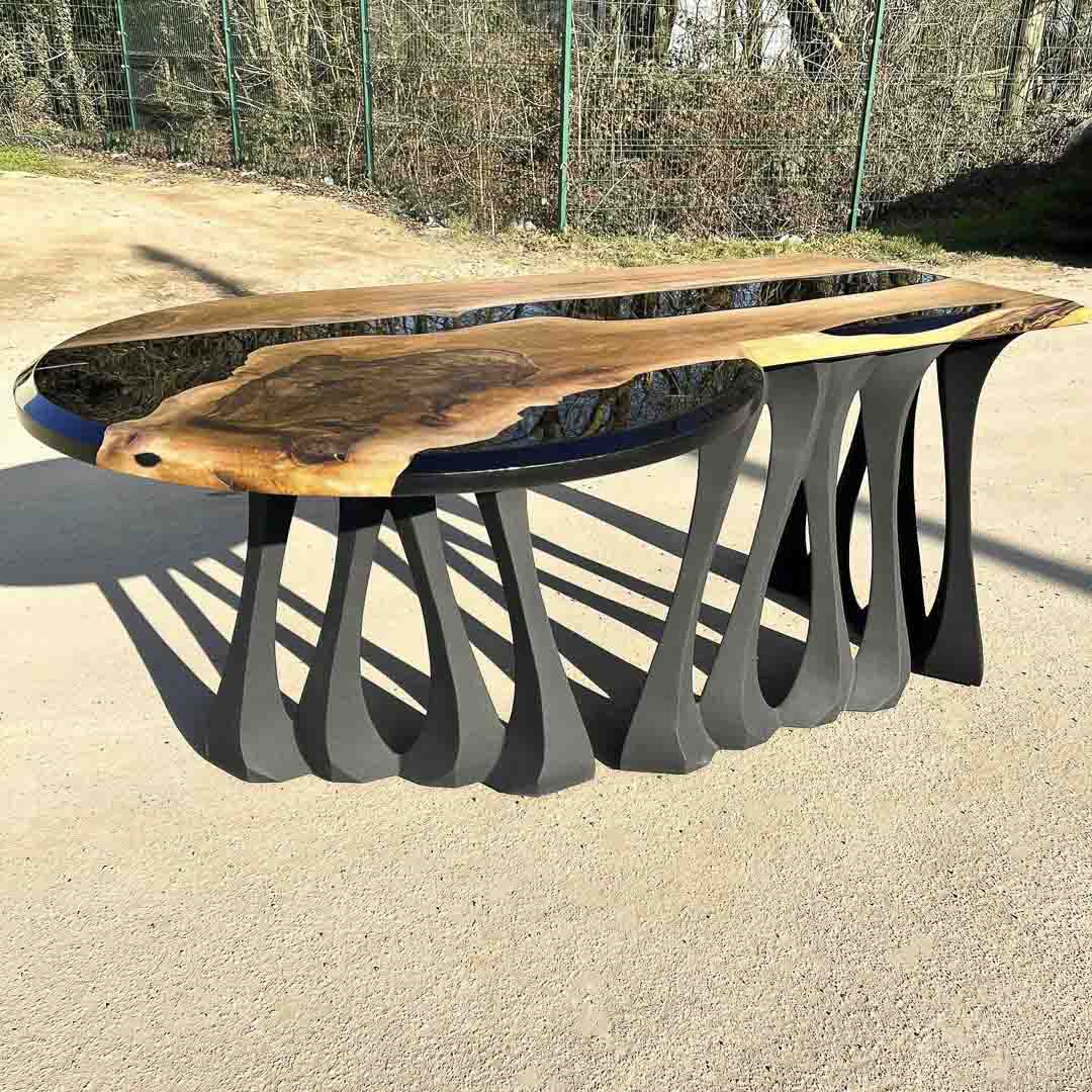 Metal Table Legs - 410 Radix - 28H inch - Set of 2 pcs metal table legs furniture legs round dining table desk legskitchen and dining woodwork dining table handmade furniture modern desk flowyline design industrial & rustic style heavy duty flowyline design