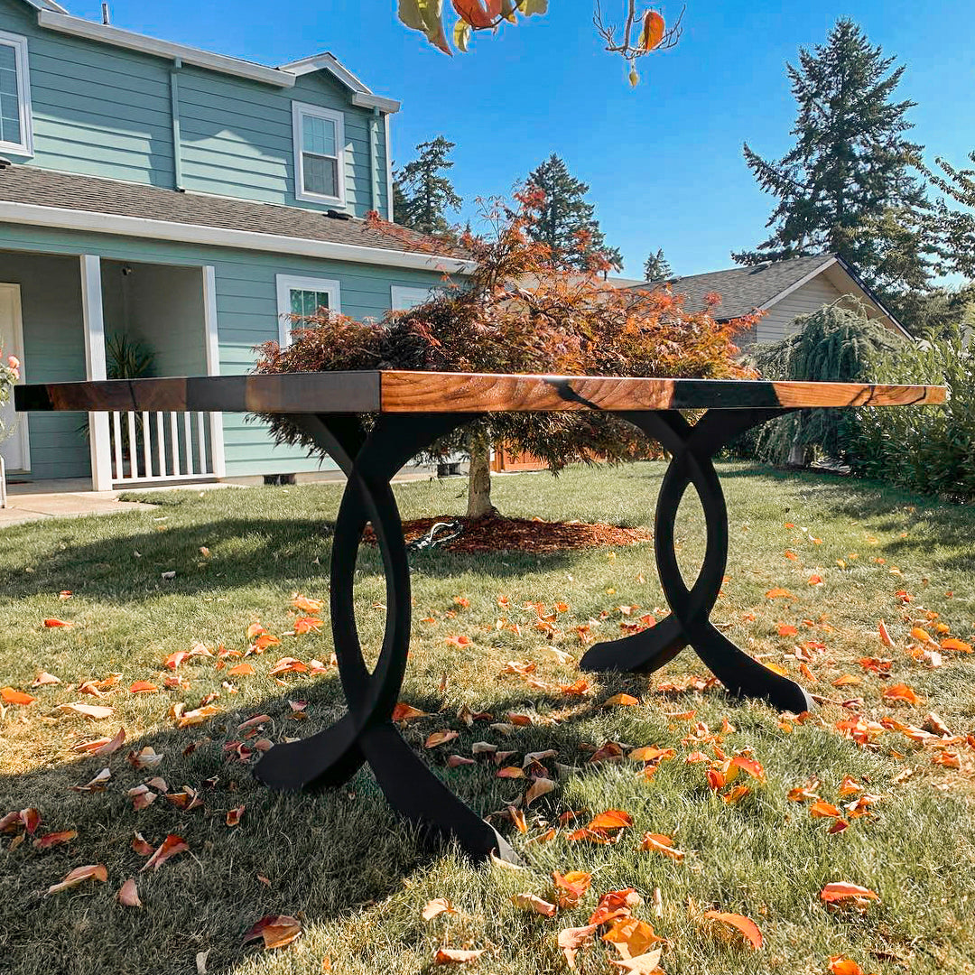 Metal Table Legs - 418 Curva - 25W, 28H inch - Set of 2 pcs metal table legs furniture steel flowyline design dining table home and living pub furniture Handmade Furniture Side Table iron epoxy dining table desk legs industrial & rustic style heavy duty flowyline design