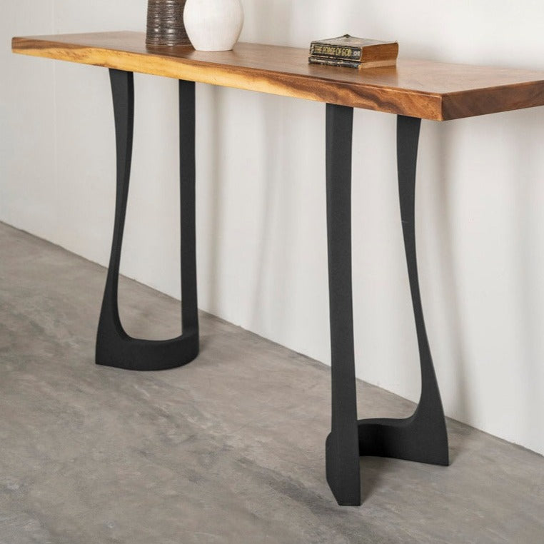 Counter table legs 605 Uzar 34" H with Scandinavian style design for live edge table tops in black powder-coated steel