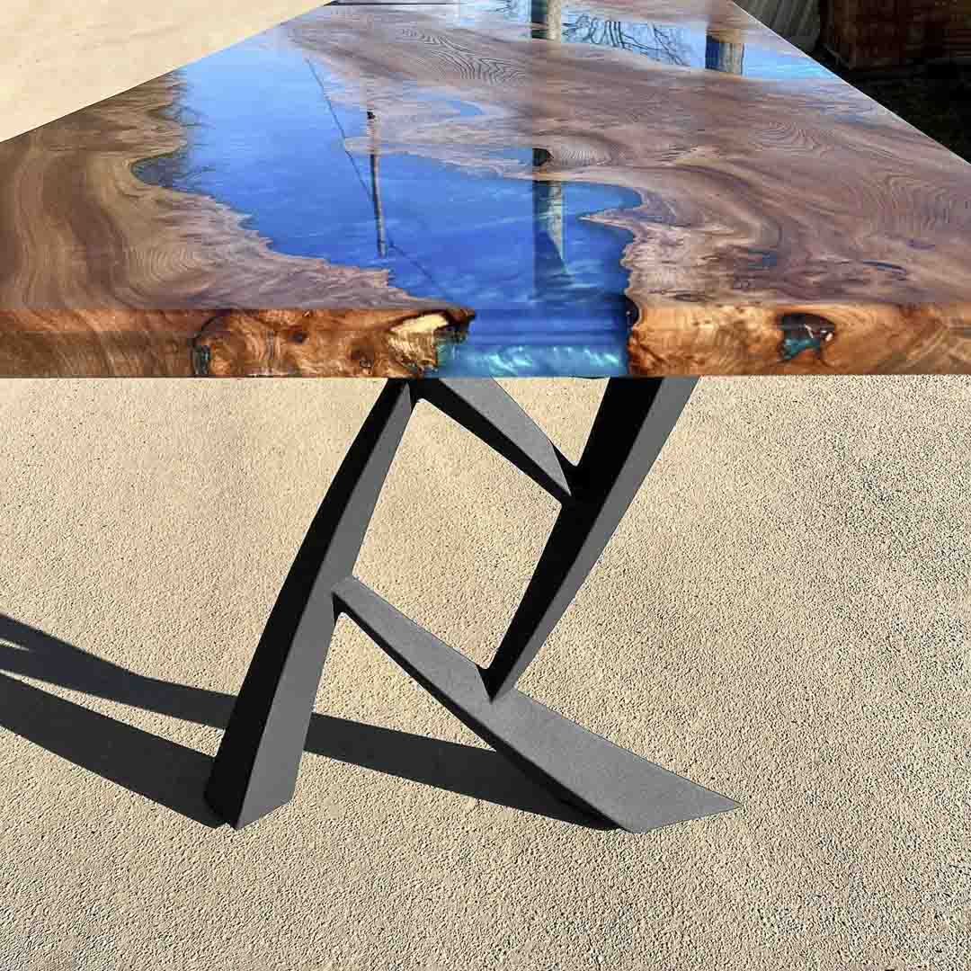 Metal Table Legs - 411 Draco - 25W, 28H inch - Set of 2 pcs metal table legs steel furniture dining table flowyline design steel table base handmade furniture farmhouse dining cast iron entryway table industrial & rustic style heavy duty flowyline design