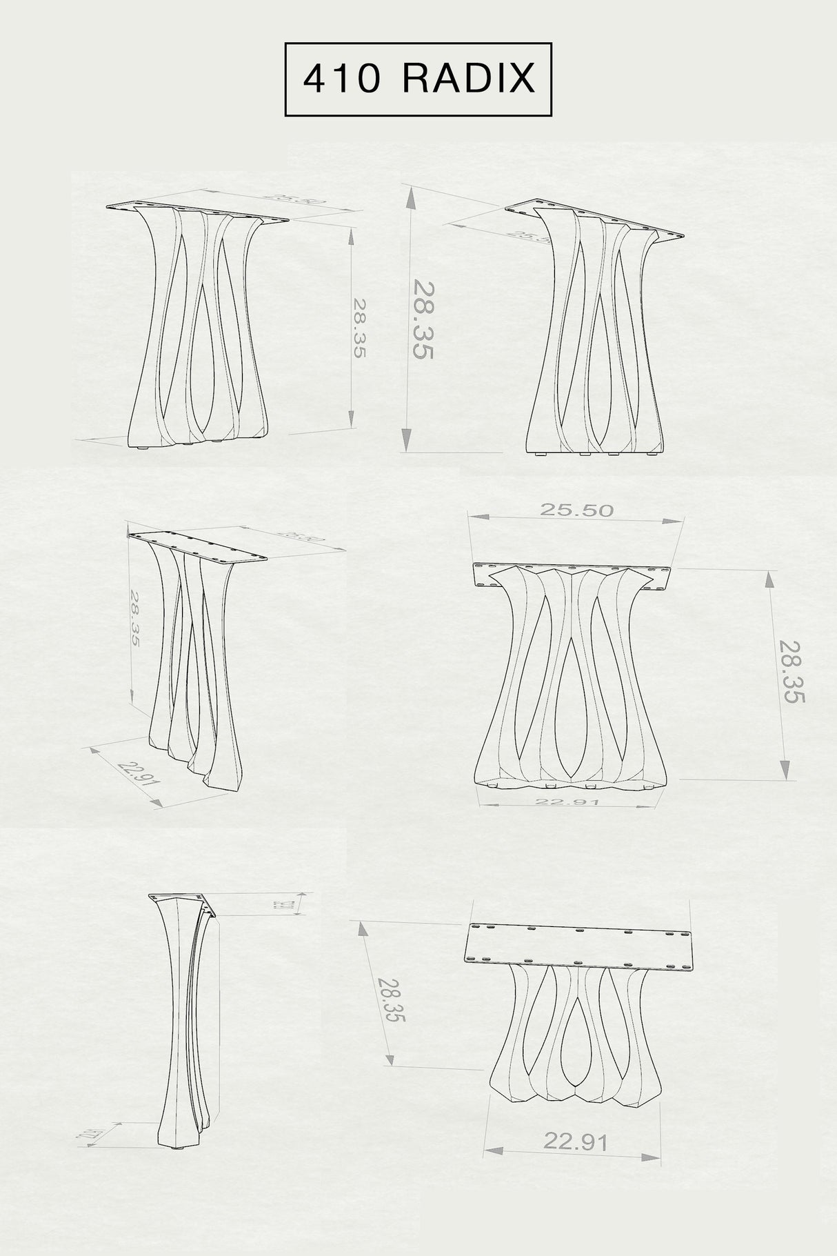 Metal Table Legs - 410 Radix - 28H inch - Set of 2 pcs metal table legs furniture legs round dining table desk legskitchen and dining woodwork dining table handmade furniture modern desk flowyline design industrial & rustic style heavy duty flowyline design