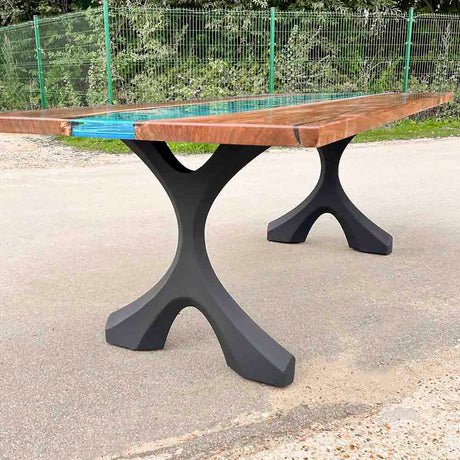 Metal Table Legs - 417 Xavier - 24W, 28H inch - Set of 2 pcs metal legs desk legs flowyline home decor computer table legs outdoor furniture wedding restaurant furniture shelf industrial & rustic style heavy duty