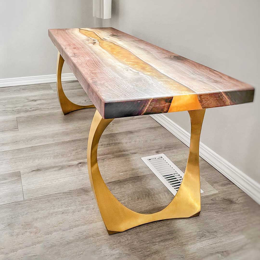 Bench Legs 119 Cleo - 10W, 16H inch - Set of 2 pcs of FlowyLine Design for DIY furniture dining home decor epoxy woodwork metal table legs furniture steel coffee table handmade home decor side table steel handmade furniture modern bench for entryway narrow wood bench metal legs for bench