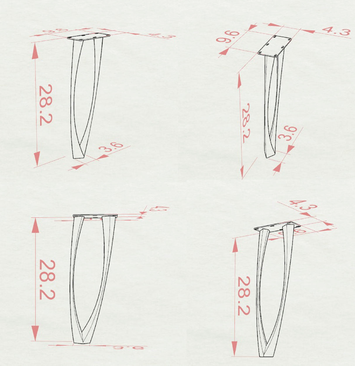 industrial black desk legs 28 inch steel Udo design