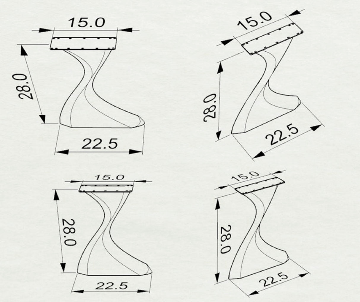 Metal Table Legs - 415 Botas - 22W, 28H inch - Set of 2 pcs round dining table desk legs woodwork steel table base handmade furniture iron table legs live edge hallway table wood table legs epoxy modern desk industrial & rustic style heavy duty