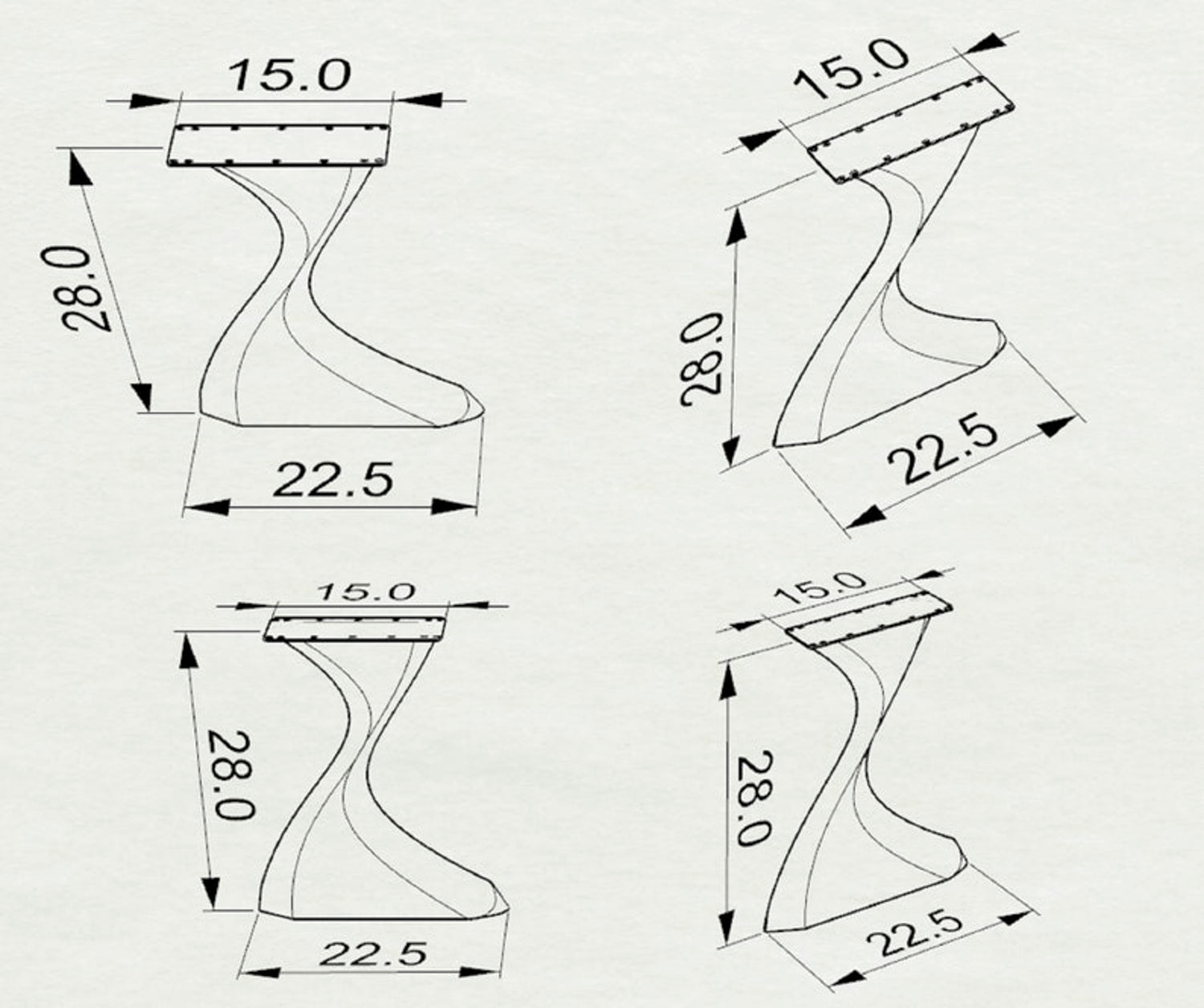 Metal Table Legs - 415 Botas - 22W, 28H inch - Set of 2 pcs round dining table desk legs woodwork steel table base handmade furniture iron table legs live edge hallway table wood table legs epoxy modern desk industrial & rustic style heavy duty