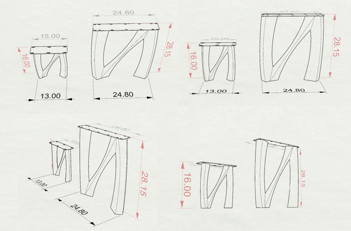 Metal Table Legs - 407 Norah - 24W, 28H inch - Set of 2 pcs metal table legs steel table legs modern coffee table kitchen and dining flowyline design outdoor furniture woodwork dining table handmade furniture rustic dining table reclaimed table industrial & rustic style heavy duty