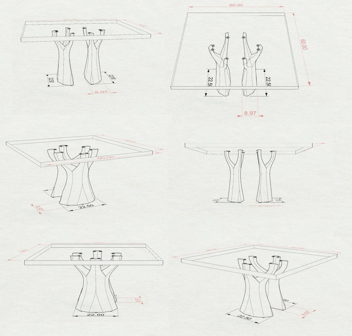 Metal Table Legs - 413 Ramo - 22W, 28H inch - Set of 1 pcs metal table legs round dining dining table furniture woodwork made in the usa gold table legs modern desk Steel farmhouse base granite table base glass industrial & rustic style heavy duty