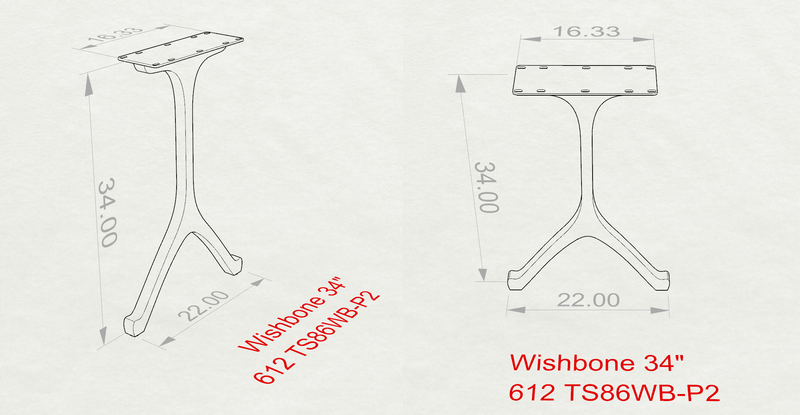 Metal Counter Table Legs - 612 Wishbone - 34H inch - Set of 2 pcs metal table legs furniture legs console table side desk legs coffee table legs counter table dining table handmade furniture entryway table Round Counter Height Table bar table round counter height table
