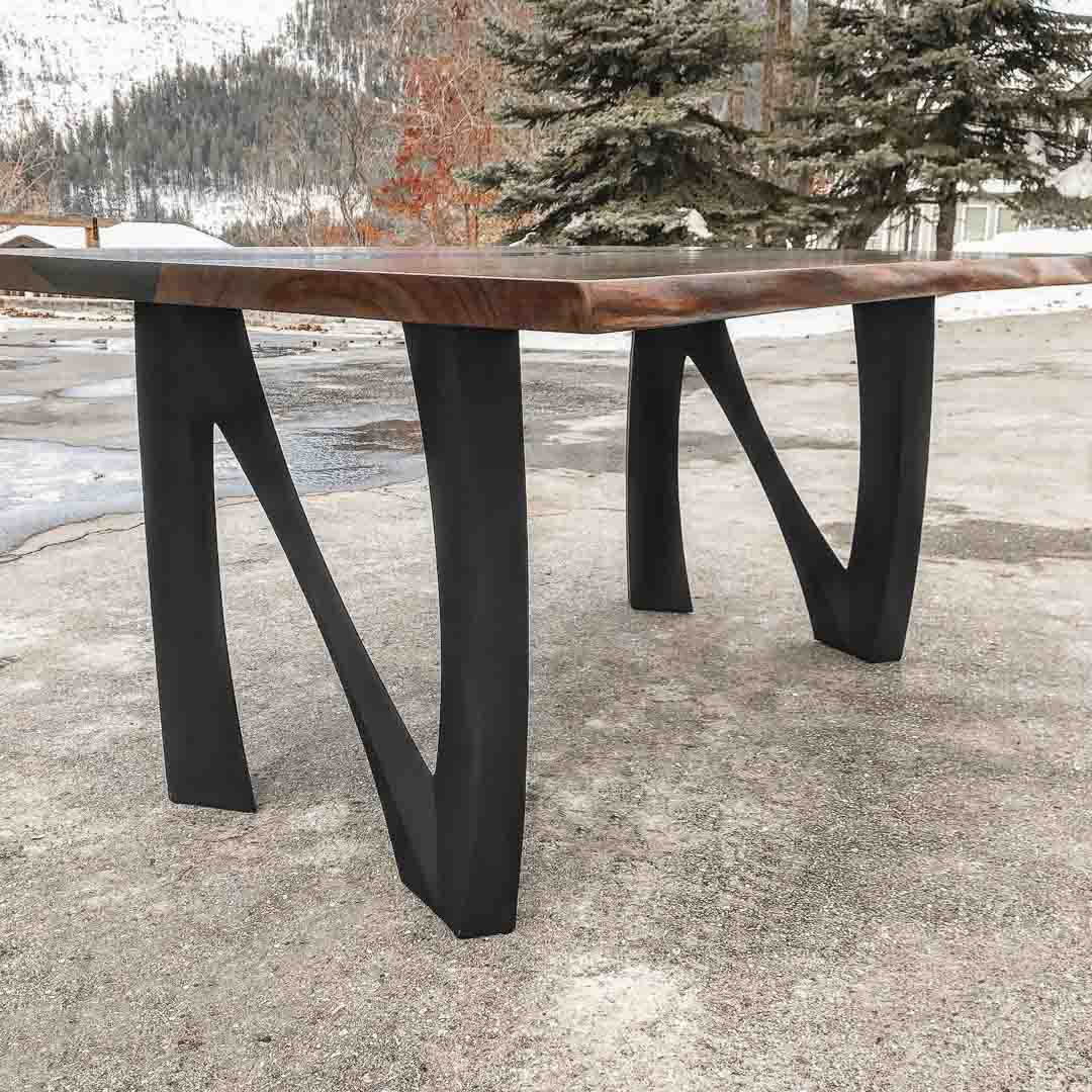 Metal Table Legs - 407 Norah - 24W, 28H inch - Set of 2 pcs metal table legs steel table legs modern coffee table kitchen and dining flowyline design outdoor furniture woodwork dining table handmade furniture rustic dining table reclaimed table industrial & rustic style heavy duty