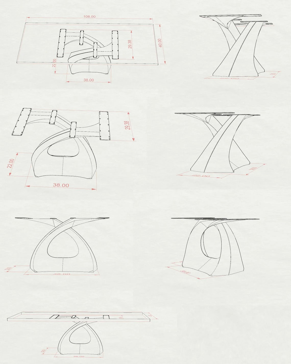 Gold Table Base 307 Tulipe 28H Luxurious Furniture; gold legs dining table; marble table with gold legs; marble table gold legs;