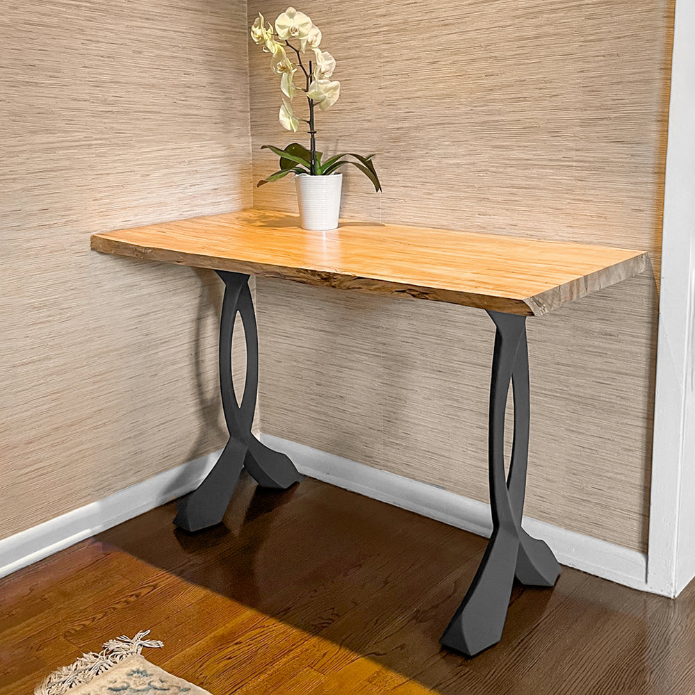 Metal Console Table Legs - 207 Curva - 16W, 28H inch - Set of 2 pcs metal table legs console table legs Furniture Legs counter table side table legs handmade furniture media console Wood entryway table flowyline design round counter height table