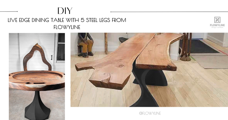 DIY Live Edge Dining Table with 5 Steel Legs from Flowyline