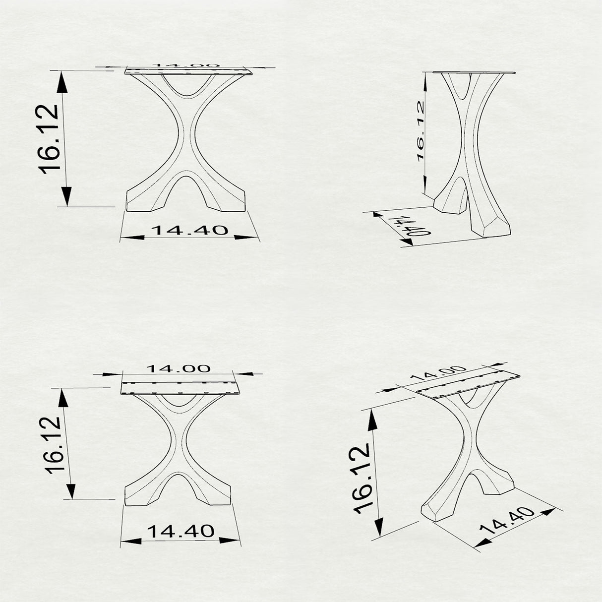 Coffee Table Legs 16.1" H Metal X-Shaped Furniture - 120 Xavier